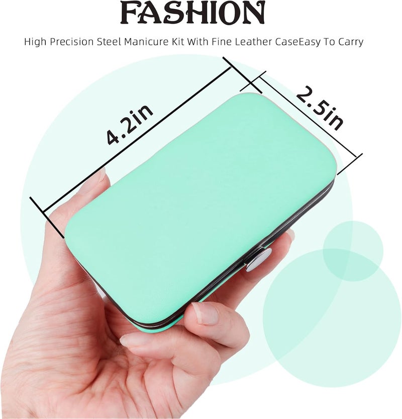 Red Flow Manicure Set 8 in 1 Nail Clipper Set, Nail Clippers,Fingernail & Toenail Clippers,Manicure Tools,Pedicure Tools,Suitable for Travel Manicure Kit,Nail Set Kit with Everything Profe (Green) - Image 3